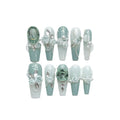 Green plastic women's armour suit with bow and butterfly patterns and camellia gradient chain decoration