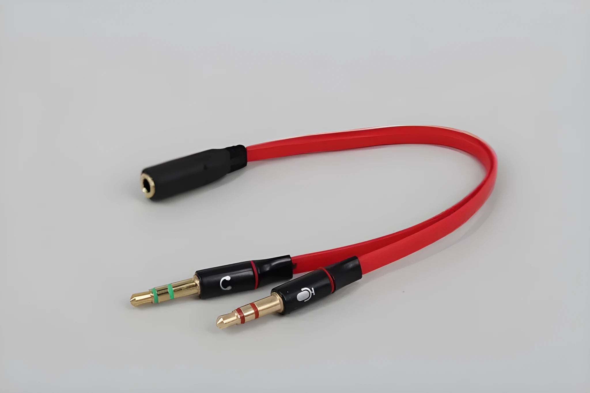 19cm audio 3.5mm female to male converter adapter cable in black, with double line design