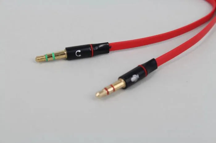 19cm audio 3.5mm female to male converter adapter cable in black, with double line design