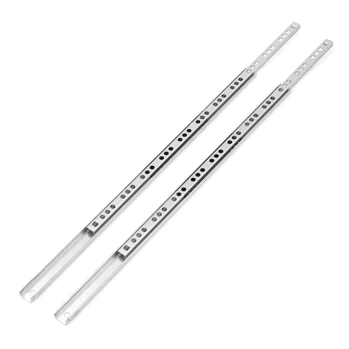 Two-section ultra-narrow drawer slide rail with ball bearings, shown in 17mm width