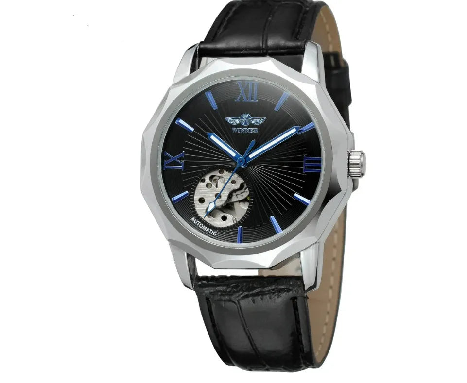 Aqua watch with black strap and white dial showing 4.2cm surface and slim profile
