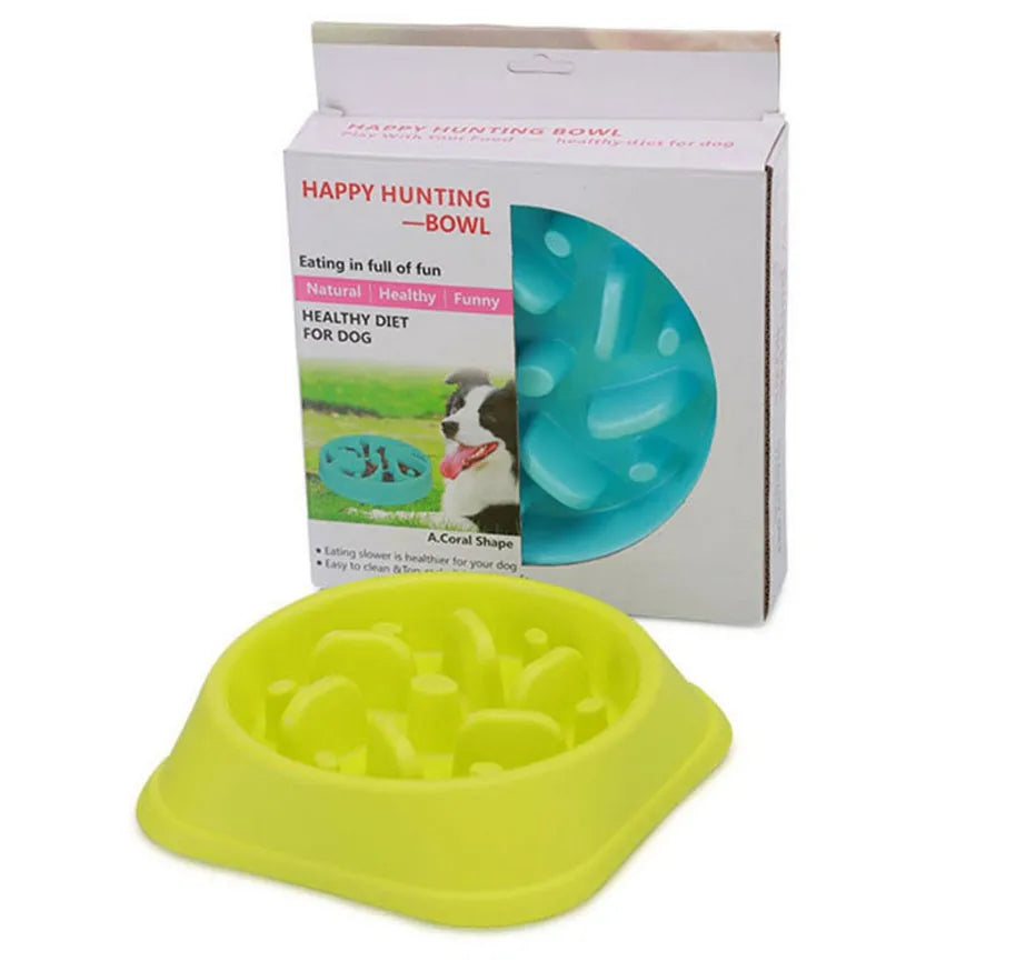 Anti-choke plastic dog bowl 20cm diameter, PP material, slow feeder for dogs, colour option shown