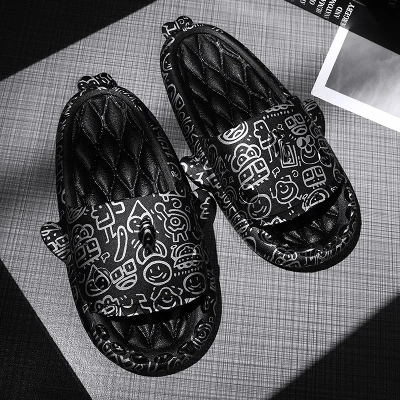 Open toe home slippers with shark design in soft EVA material, shown in multiple colour options.