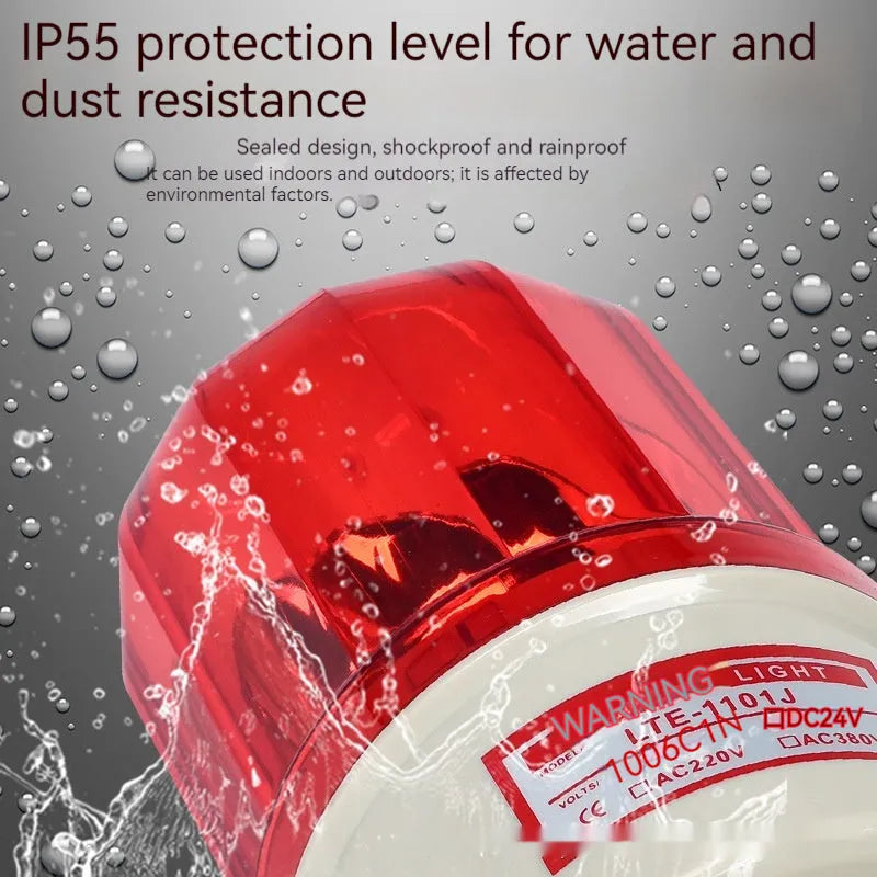 LTE-1101J industrial warning light with rotating alarm in red yellow green colours