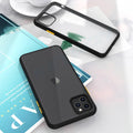 Frosted solid colour protective case for iPhone 11 series, showing black, green, purple, and red options.