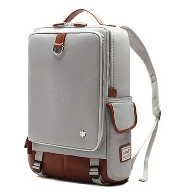 Modern Korean-style men's backpack in Oxford cloth showing large capacity and available colour options.