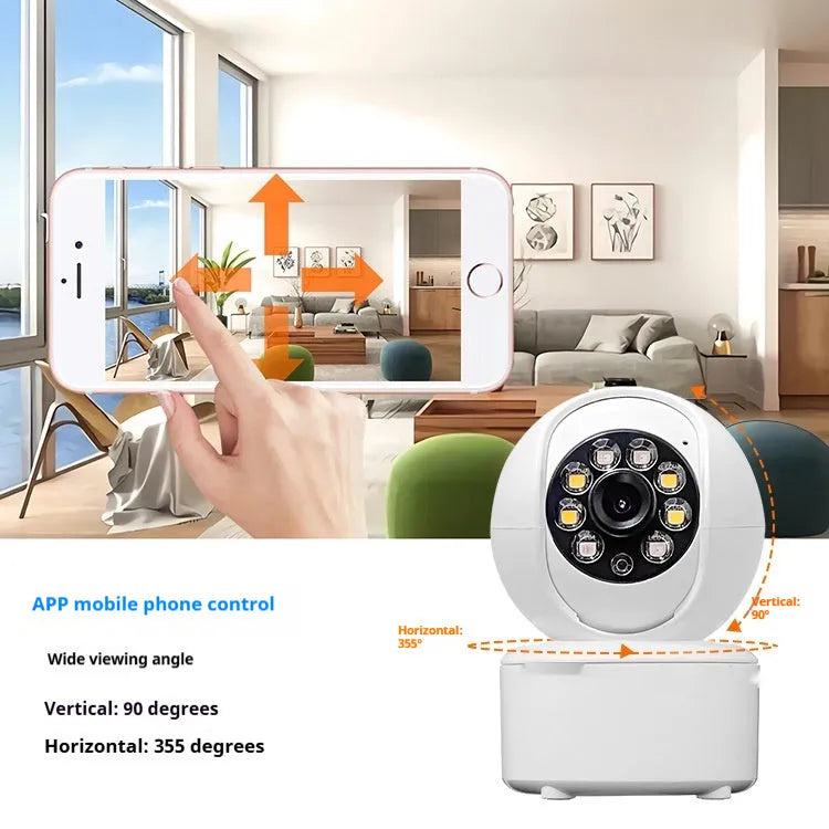 1080p HD home security camera with dual-light panoramic view and ceiling mount bracket