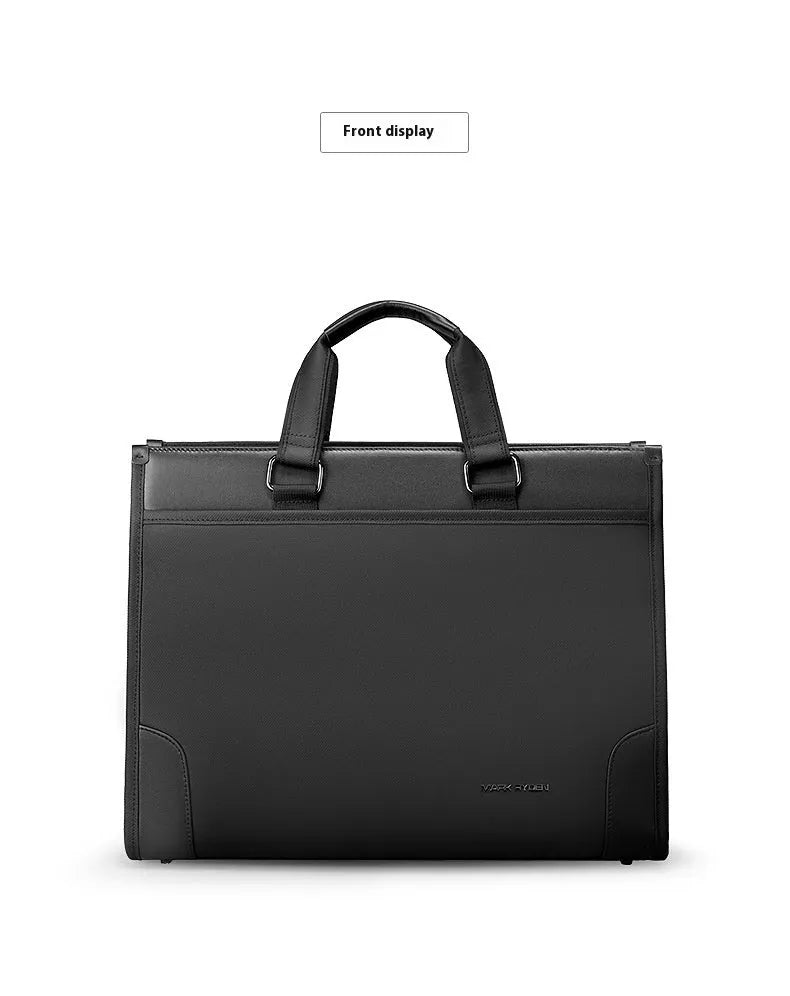 Black Oxford cloth handheld business briefcase with polyester lining for notebook computer travel