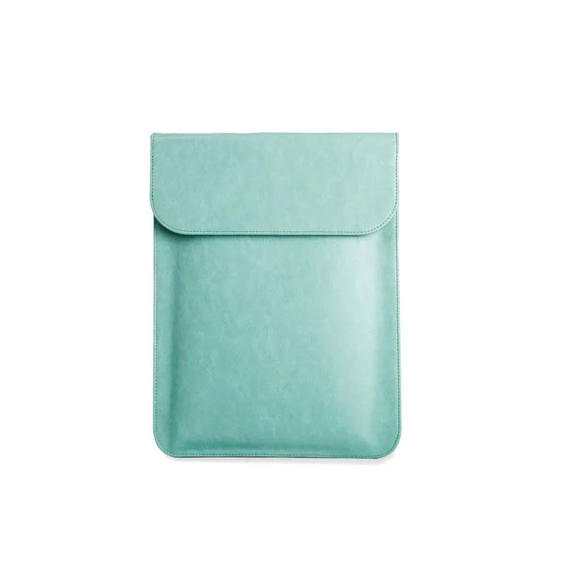 PU leather clutch computer bag in grey with magnetic button and computer pocket for iPad tablet notebook