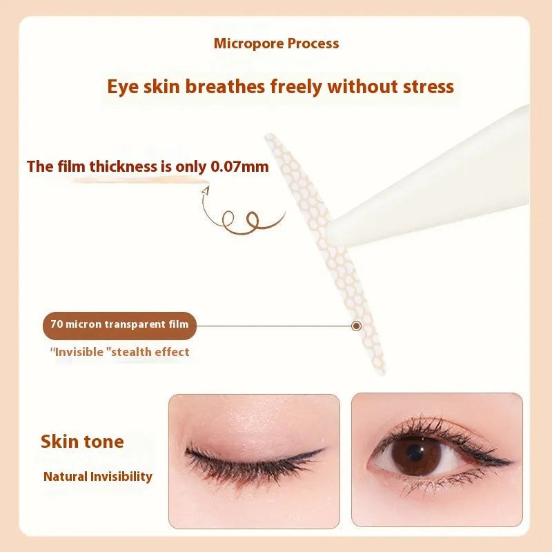 Roll of invisible lace double eyelid stickers showing crescent and olive shape options