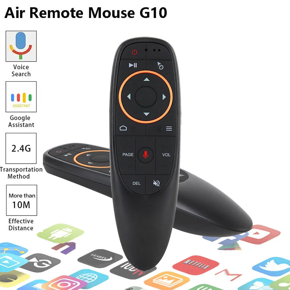 G10 G10S intelligent voice remote control with plastic shell and silicone buttons for Android and PC.