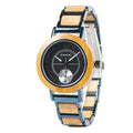 BOBO BIRD couple wooden watch set with natural wood case, Hardlex mirror, men's and women's sizes, R12 model