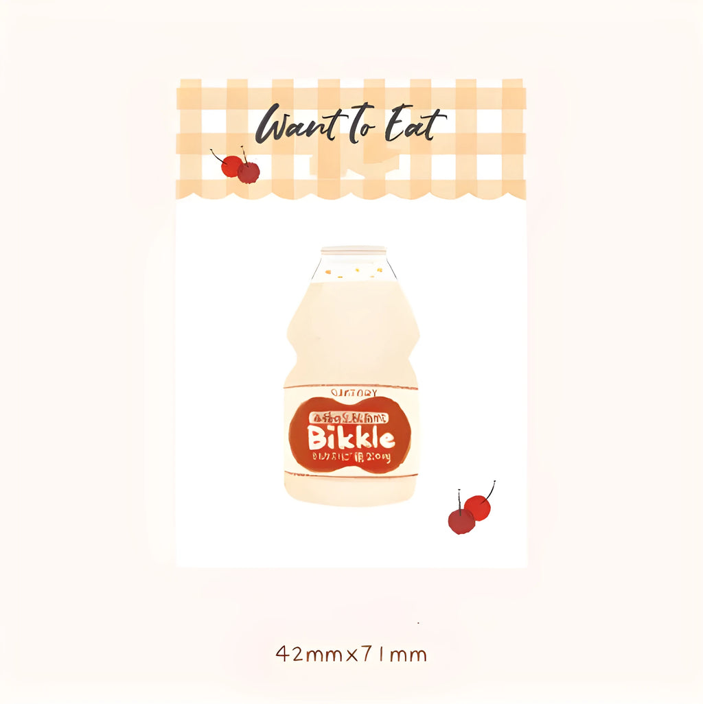Food bread theme notepad open showing 80g paper, compact 85mm by 120mm size.