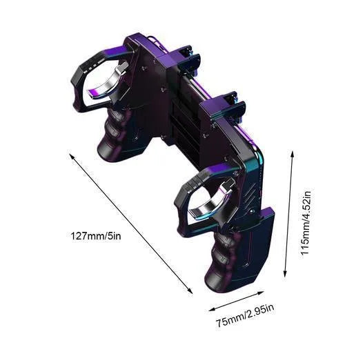 Black multi-function gamepad controller with integrated phone holder for mobile gaming