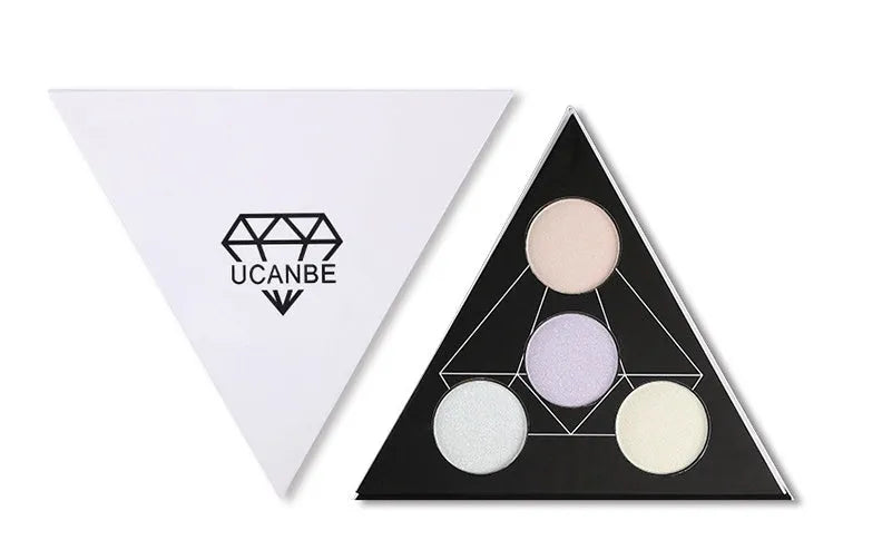 UCANBE Prismatic Highlighter Palette with four duochrome shades in a black compact
