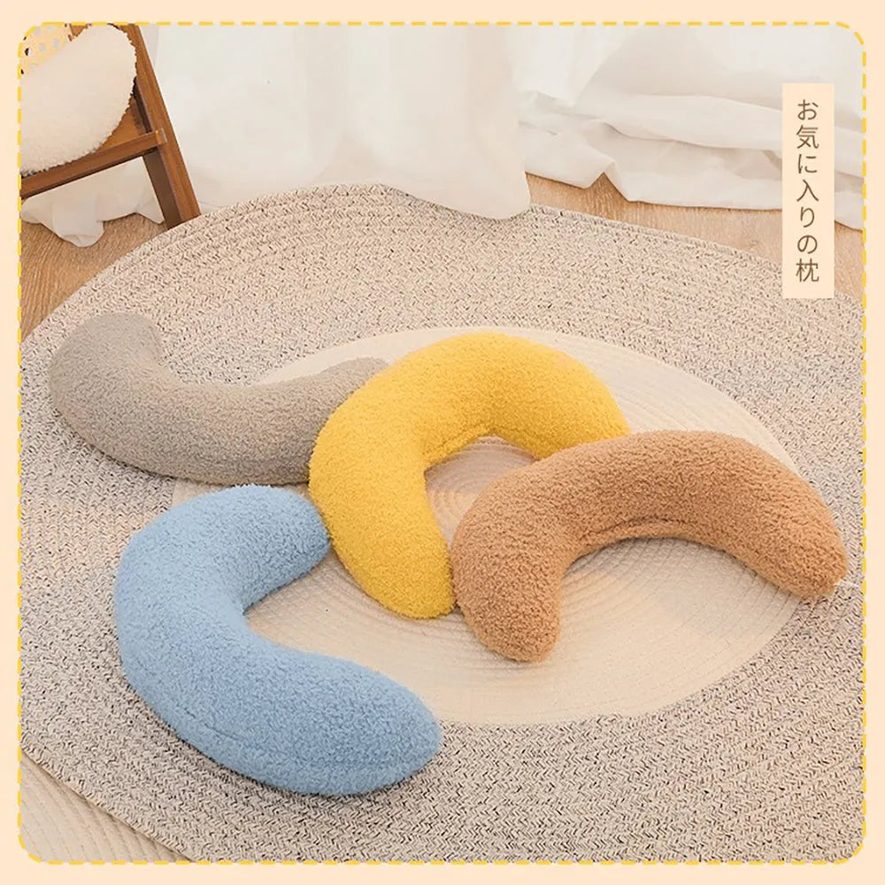 U-shaped cat pillow with adjustable collar in blue khaki white or yellow for cervical support