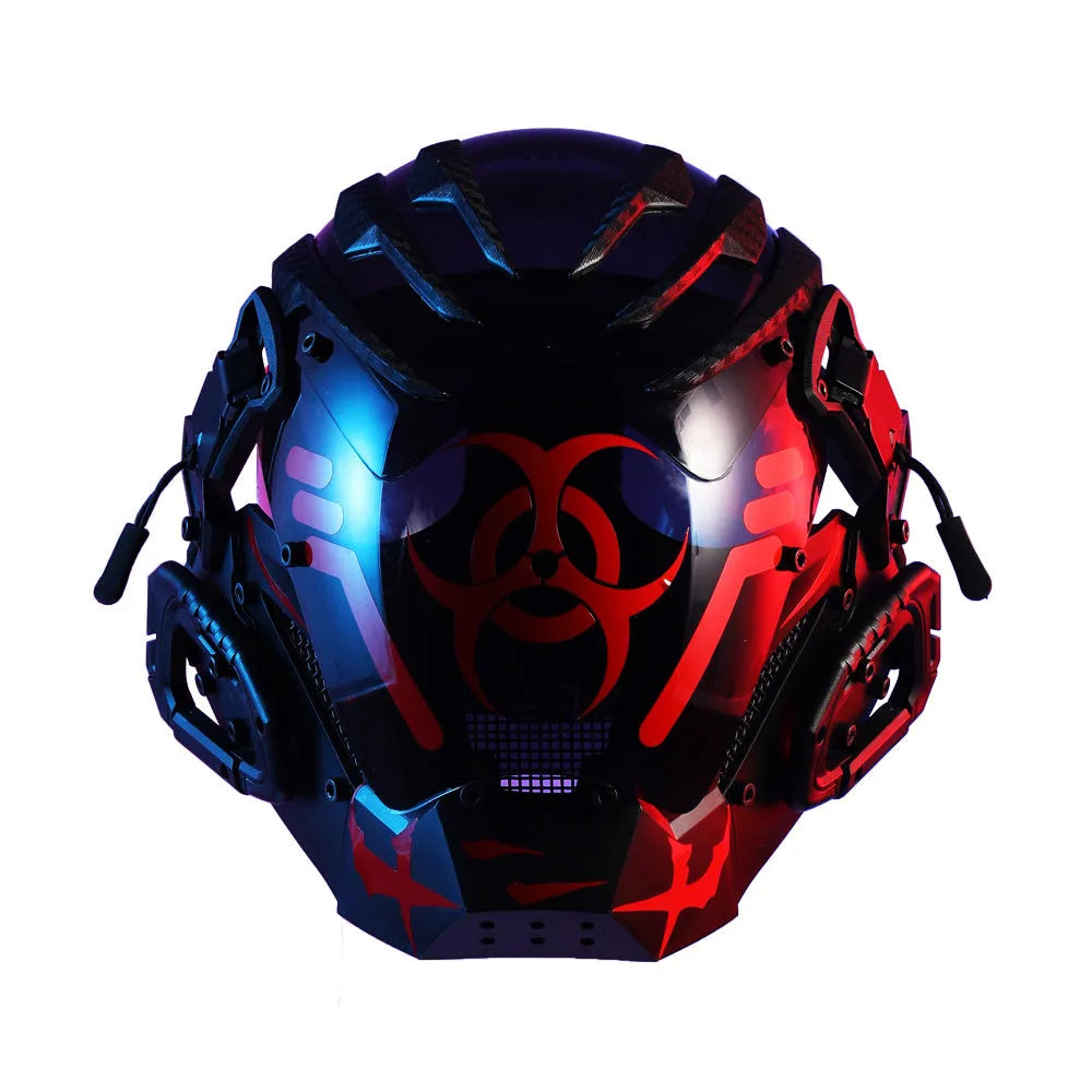 Black bioweapon tech full face prop mask helmet for costume events