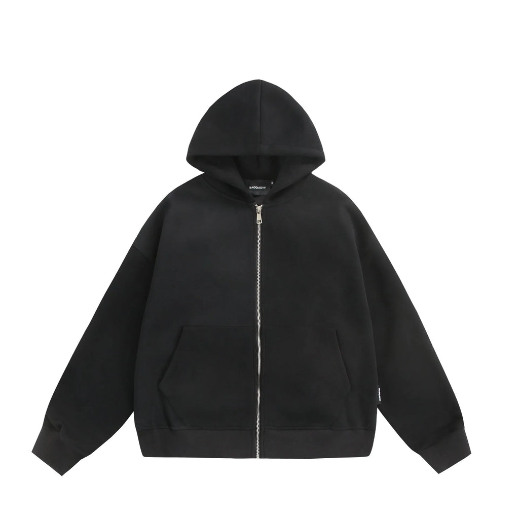 Black and melange grey cardigan coat with back small bag design and regular sleeves