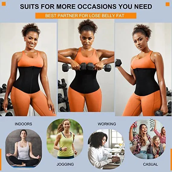 Neoprene abdominal girdle belt for waist shaping with adjustable compression in blue or silver colours