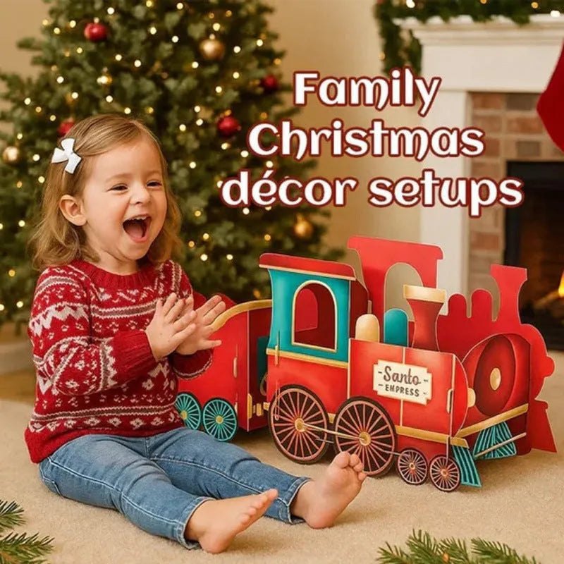 Santa Claus gift train plastic Christmas decoration in American style for home display