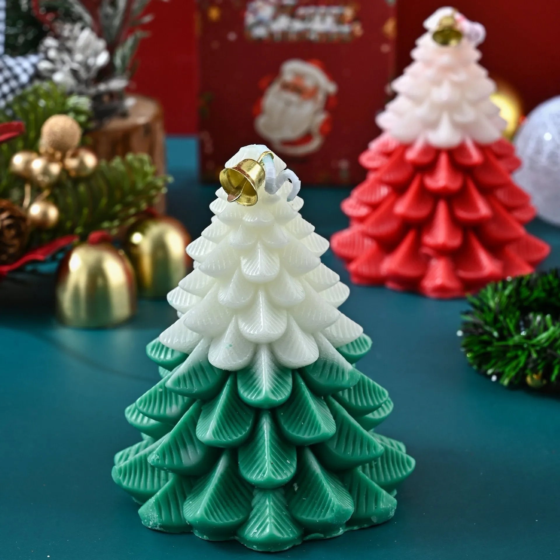 Christmas tree shaped soy wax aromatherapy candle in Christmas Green with hand-poured finish