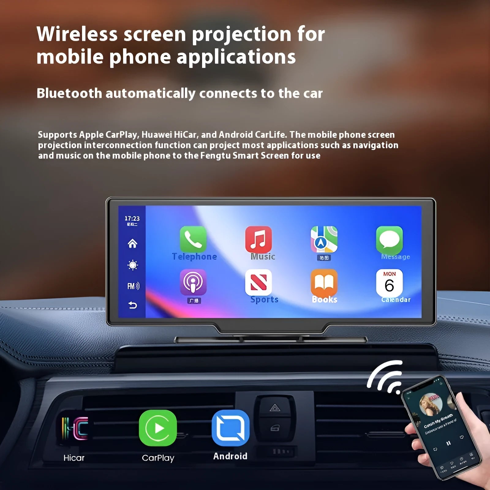 10-inch car smart screen with Apple CarPlay and front/rear driving recorder functionality
