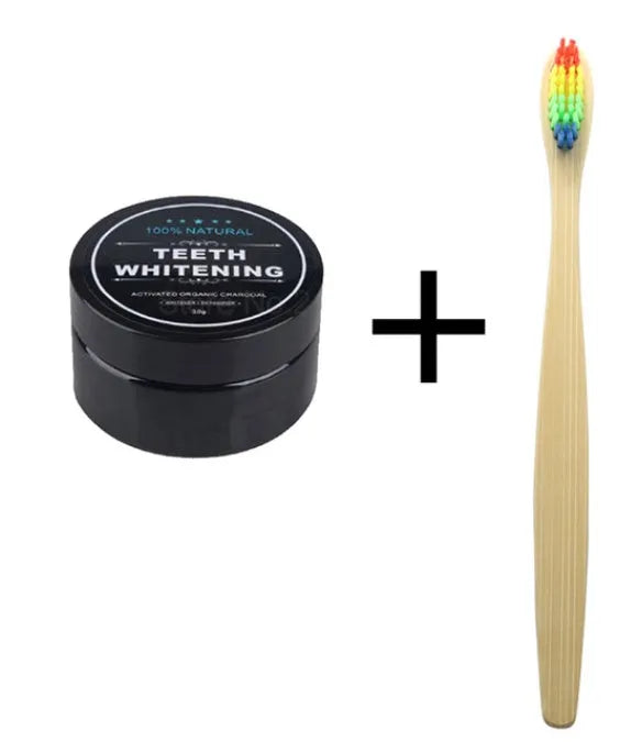 30g black activated coconut charcoal teeth whitening powder in jar