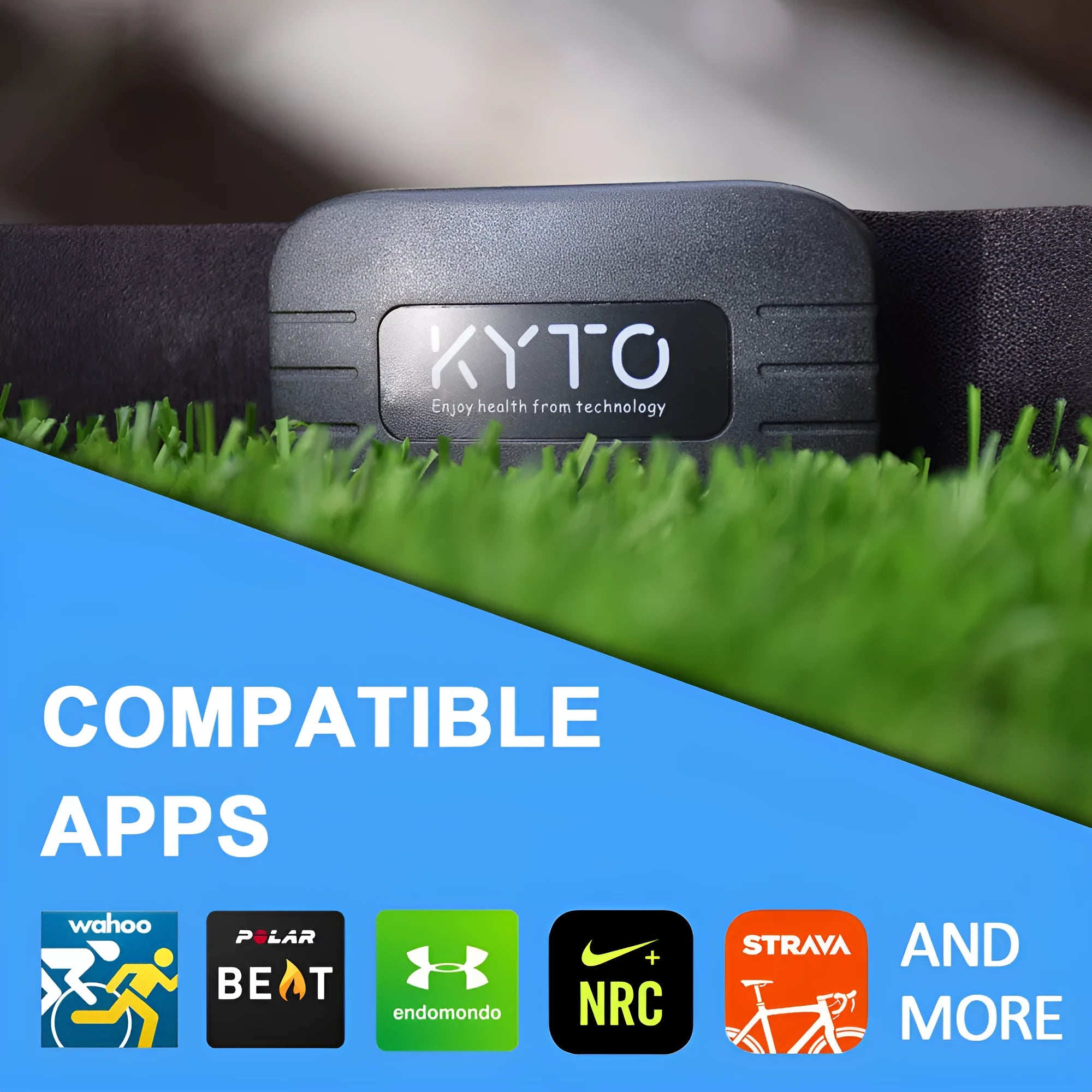 Black Bluetooth 4.0 heart rate monitor chest strap with removable transmitter and adjustable nylon elastic band for gym and outdoor use