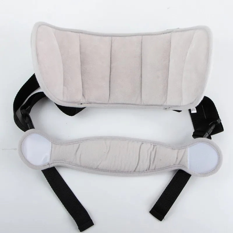 Child car seat head support sleep auxiliary belt in polyester with hook and loop neck fastening and 55 x 44 cm rear waistband