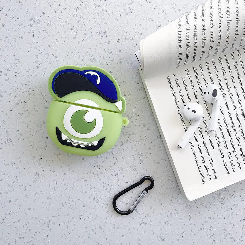 Silicone AirPods case with cartoon animal design in multiple colours