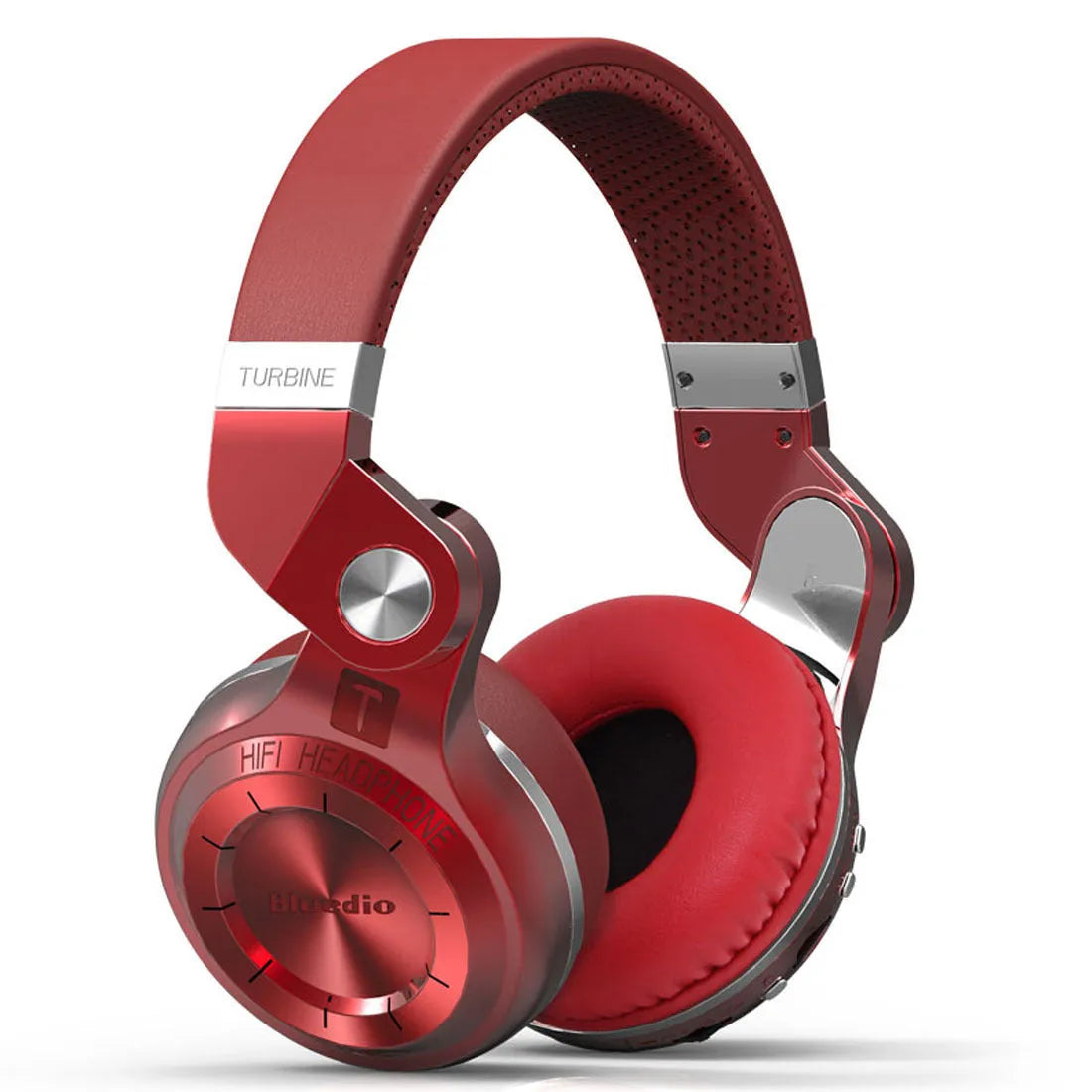 Bluetooth wireless headset with head-mounted bilateral stereo design in black, white, blue, and red colour options
