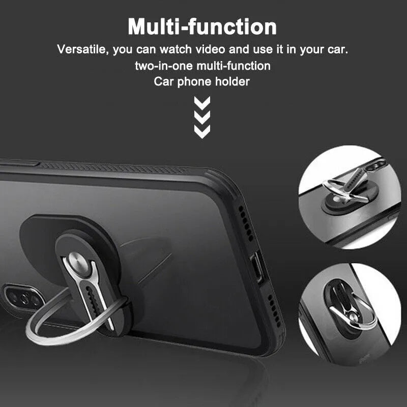 Universal car air vent phone holder with 360 degree rotation, zinc alloy gear, and silicone clip, in black finish