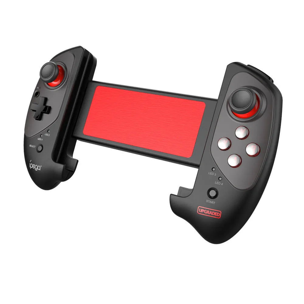 Red telescopic Bluetooth and USB gamepad for mobile phones and PC