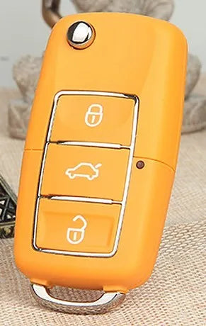 Volkswagen B5 folding key shell in black, 70mm by 35mm by 16mm ABS material with key blank
