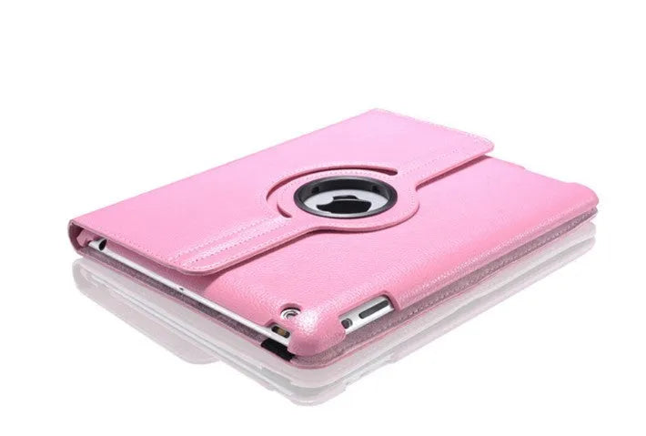 PU leather iPad case with clam shell design showing magnetic sleep function compatibility with multiple iPad models