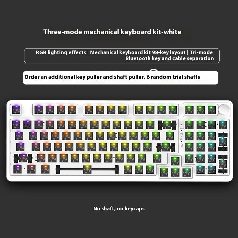 98 key wireless Bluetooth mechanical keyboard kit with optional display screen and metal knob