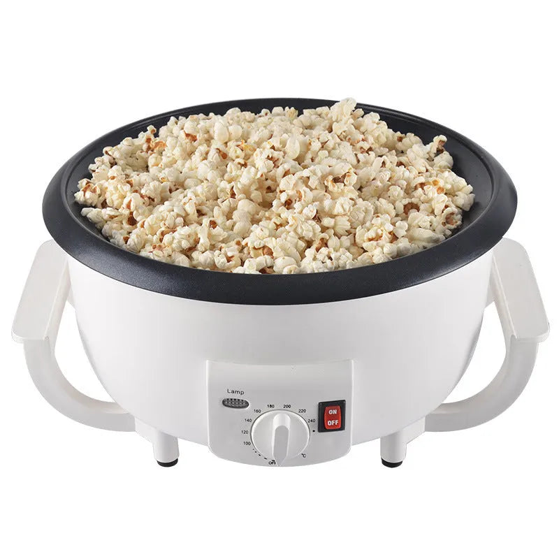 White oblate coffee roasting machine with 750g capacity and 225mm pot bottom diameter