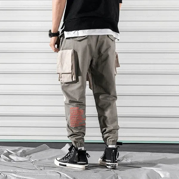 Harlan beam pants in green, grey, and navy blue with elasticated waist, sizes M to 5XL