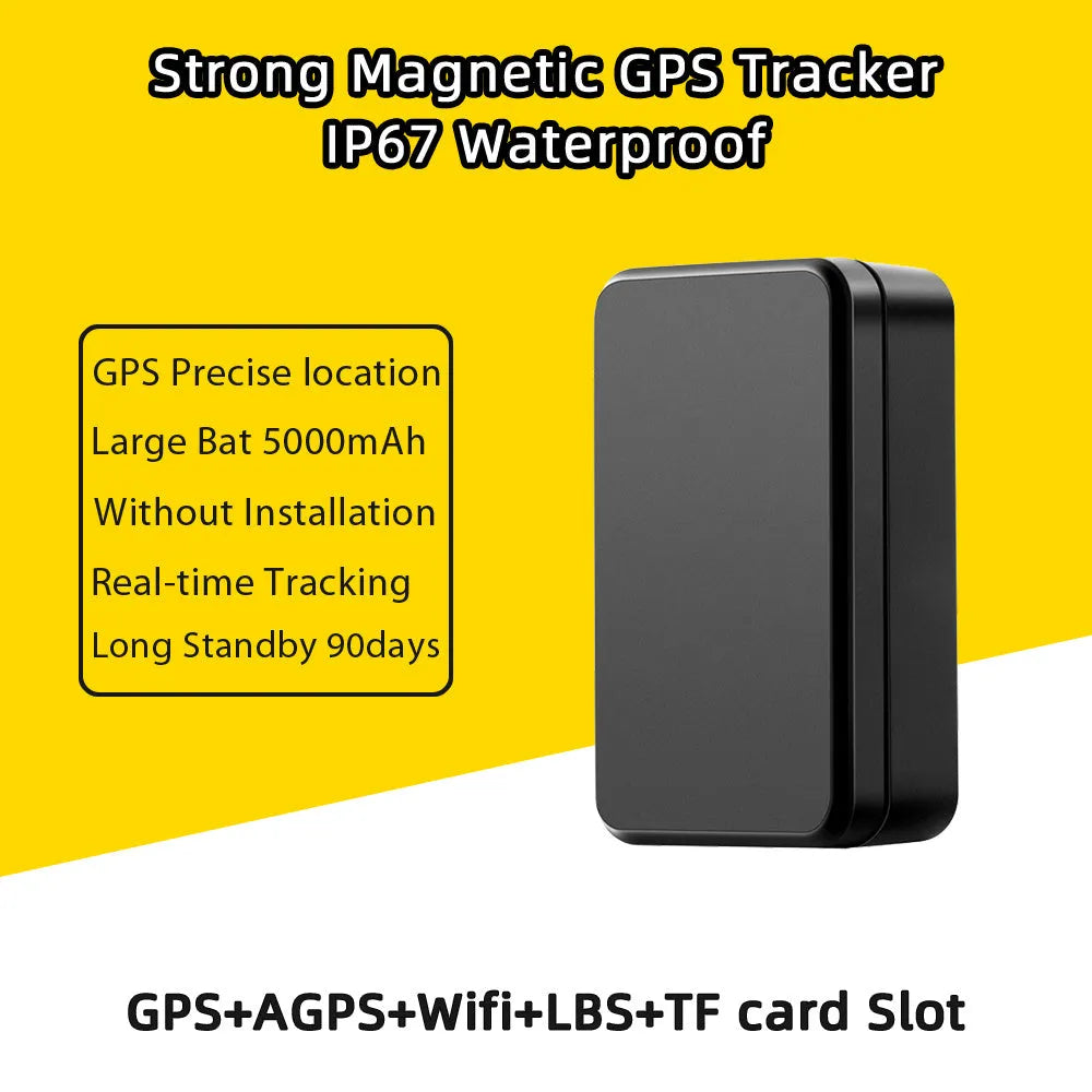 Black ABS GPS vehicle wireless locator with dry battery power for car tracking