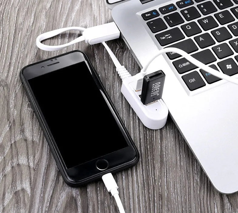 Multi-functional 3-port USB expansion hub with Micro USB cable for charging and data sync