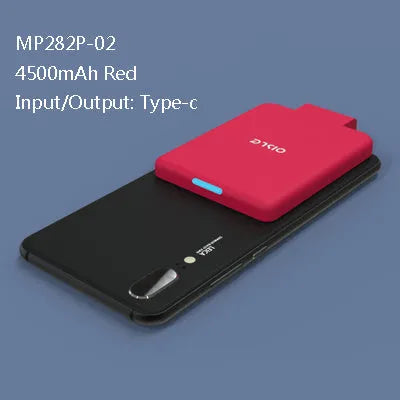 Slim 4500mAh back clip power bank in black, white, blue, pink, or red for iPhone Android Type-C charging