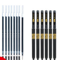 8 carbon black gel pens with plastic barrels and assorted needle and bullet tips