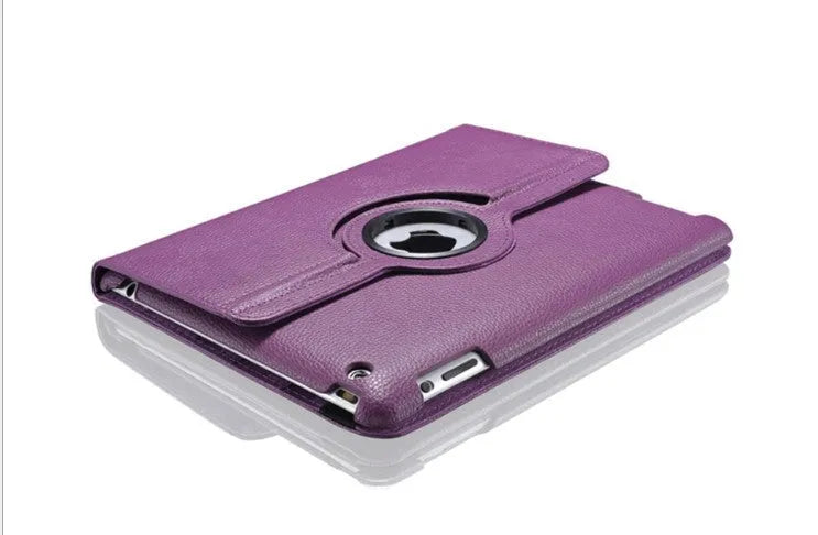 PU leather iPad case with clam shell design showing magnetic sleep function compatibility with multiple iPad models