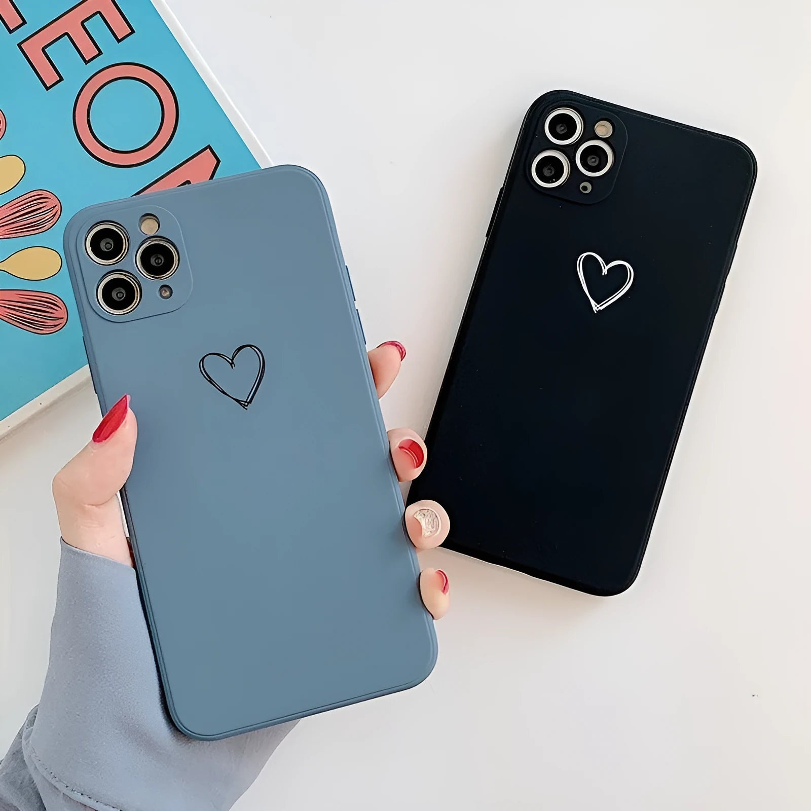 TPU silicone phone case for Apple iPhone in solid colour options including black, green, grey, light green, pink, purple, red, and white