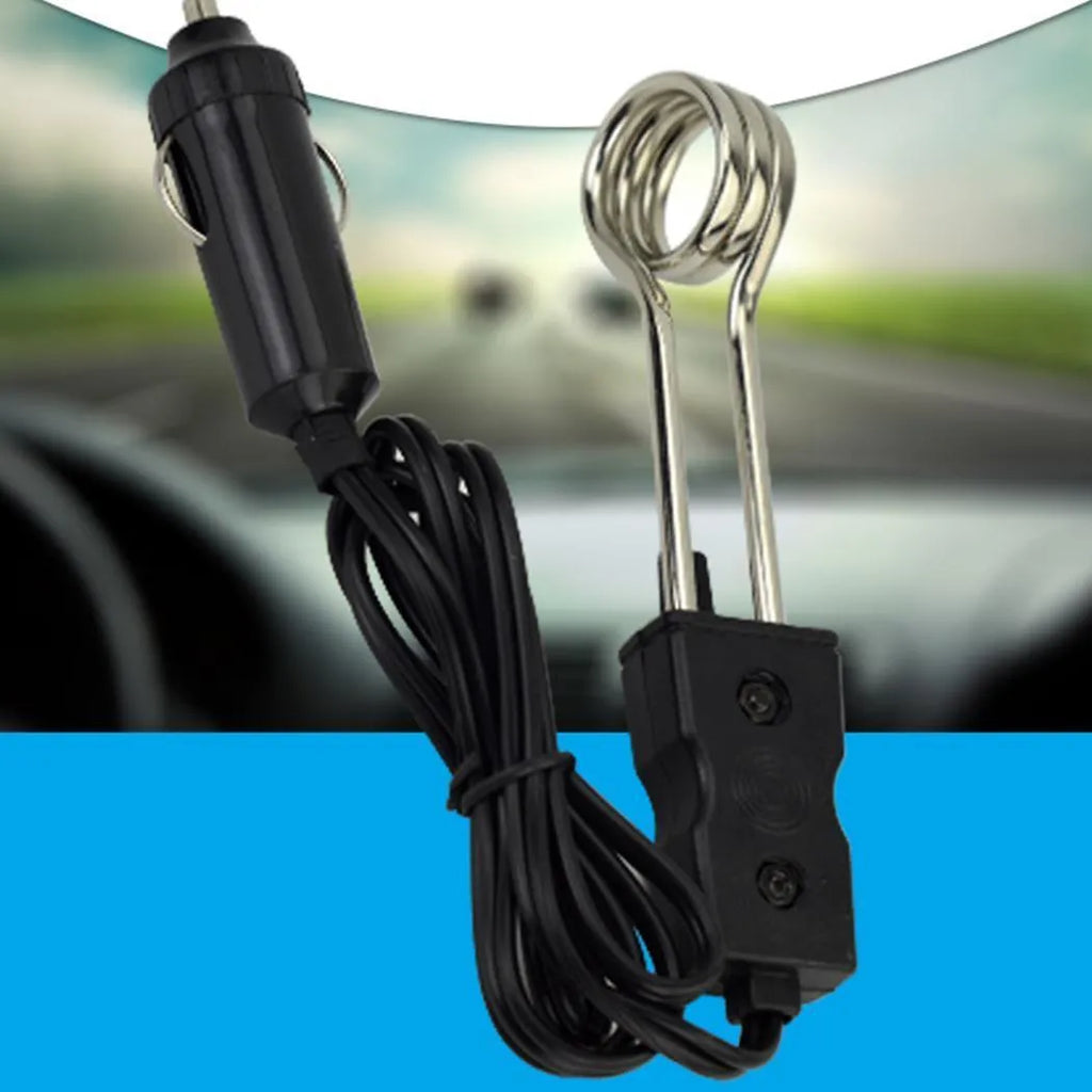 Black compact 12V 120W car water heater with copper element for General Motors vehicles