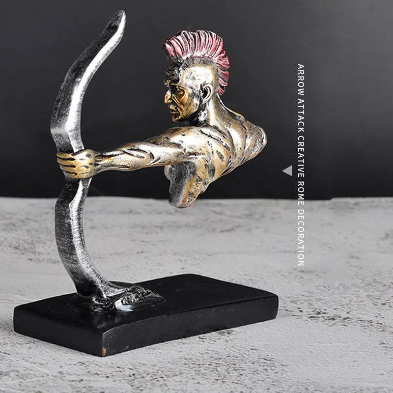 Indian bow and arrow resin car ornament on dashboard, compact 10.5 x 11.5 cm, colour as shown