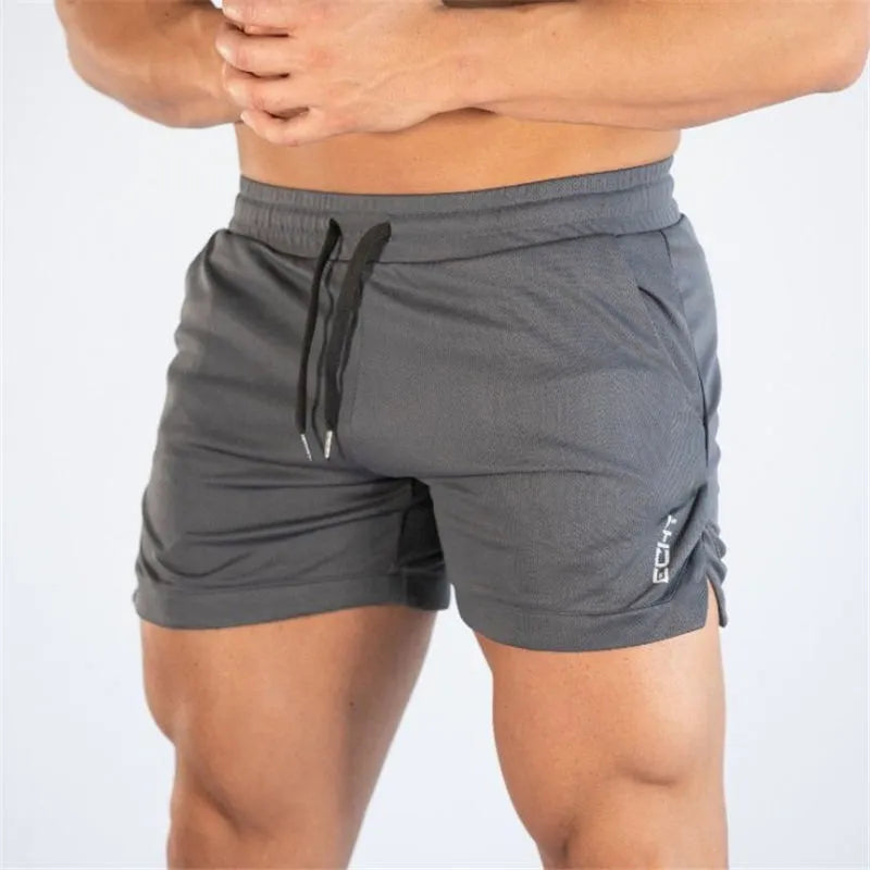 Men quick dry fitness bodybuilding shorts in black polyester blend side view