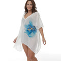 White plus size loose beach cover-up blouse for swimming
