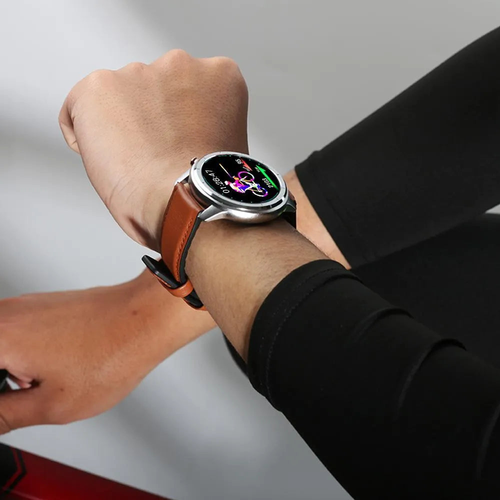 LEMFO LF26 smart bracelet with 1.3-inch screen showing multiple colour options