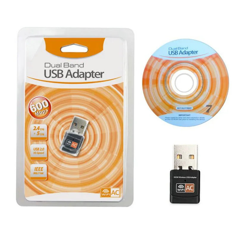 Mini black dual band USB wireless network card, 27x14x8mm, 5GHz 2.4GHz Wi-Fi adapter
